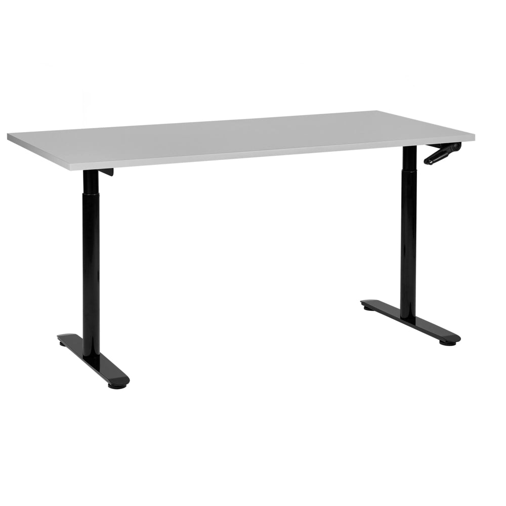 Scrivania regolabile in altezza manualmente grigio e nero 160 x 72 cm Struttura in acciaio verniciato a polvere