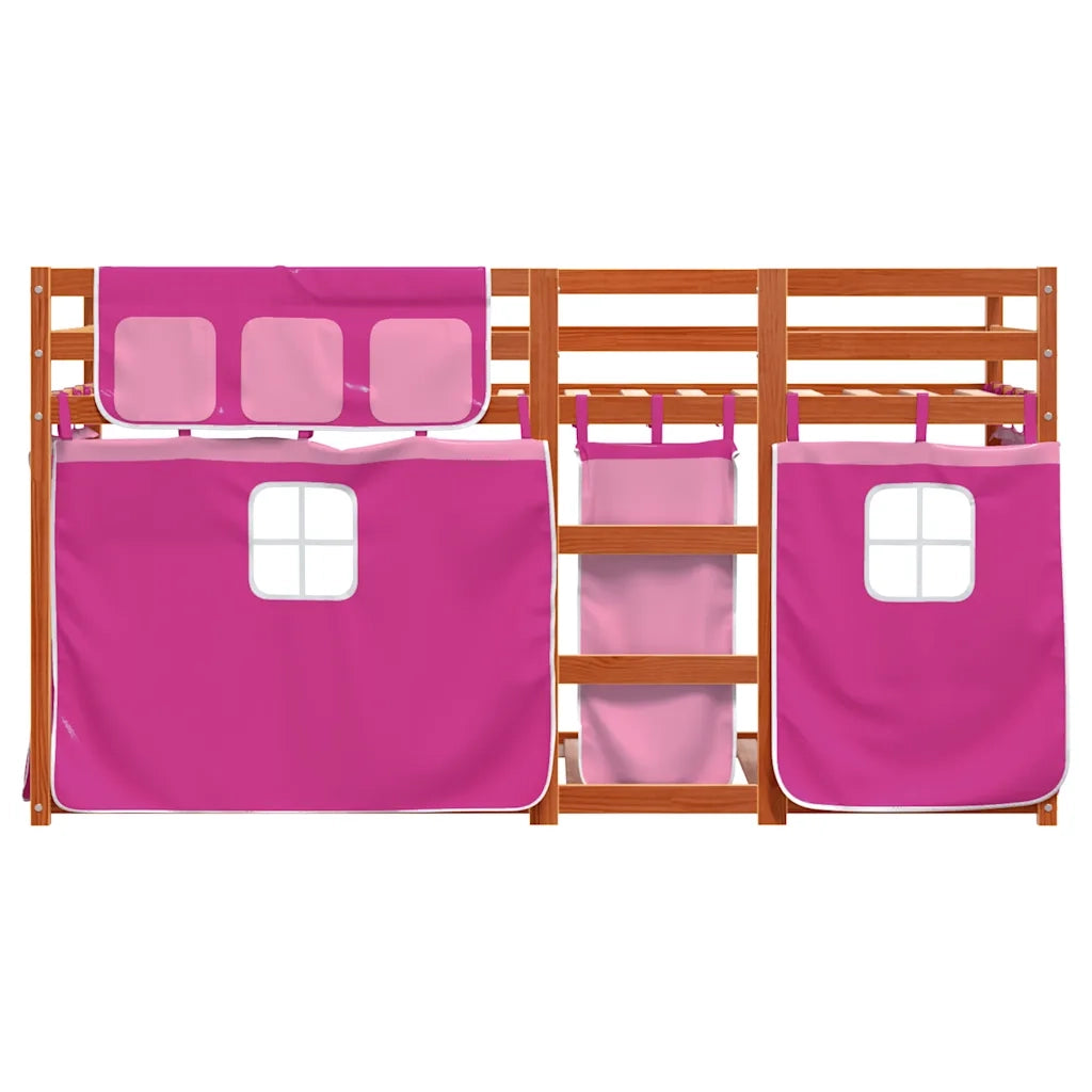Letto a Castello senza Materasso Rosa 90x190 cm Legno di Pino