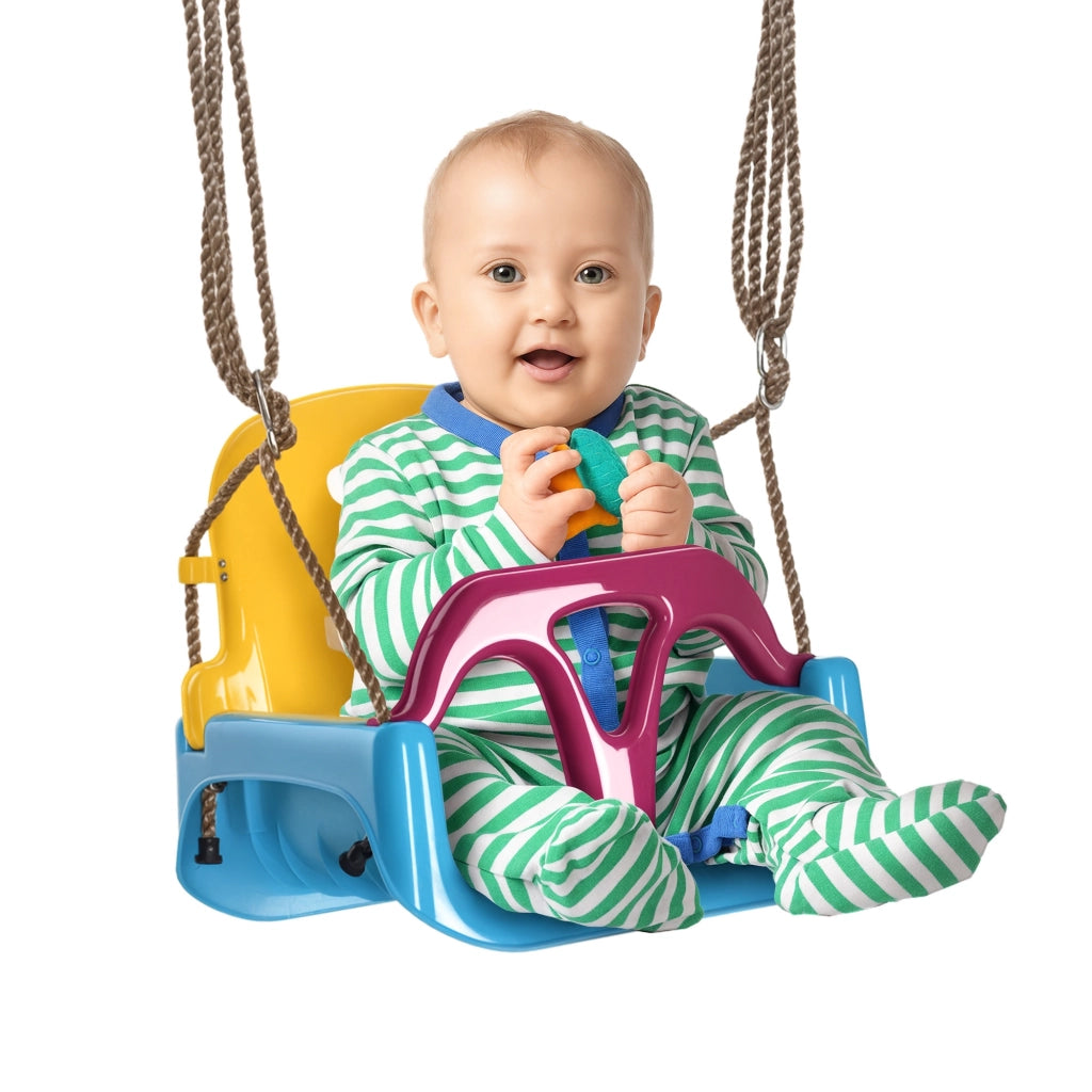 Altalena per bambini 3 in 1 ¨C zephmum ¨C blu e giallo, 42x33x180 cm