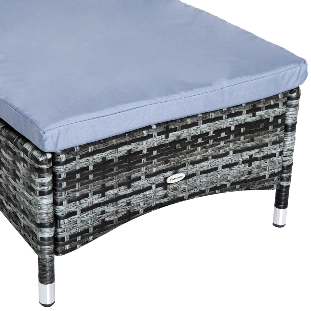 Lettini prendisole 2 pezzi con tavolino ¨C Zephmum ¨C Grigio, resina, 200x60x40
