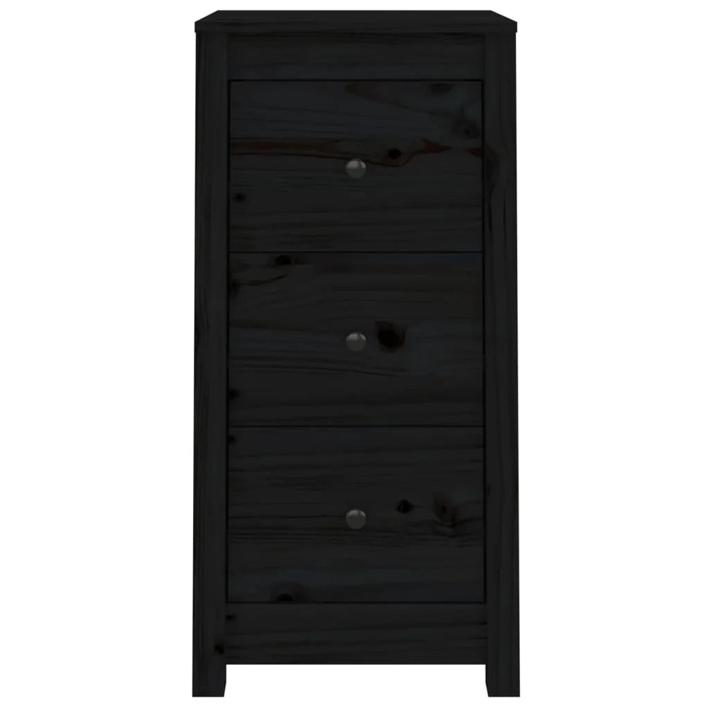 Buffet credenza cassettiera armadio mobile contenitore organizer per cucina soggiorno salotto set da 2 40 x 35 x 80 cm legno massello di pino nero 02_0036906