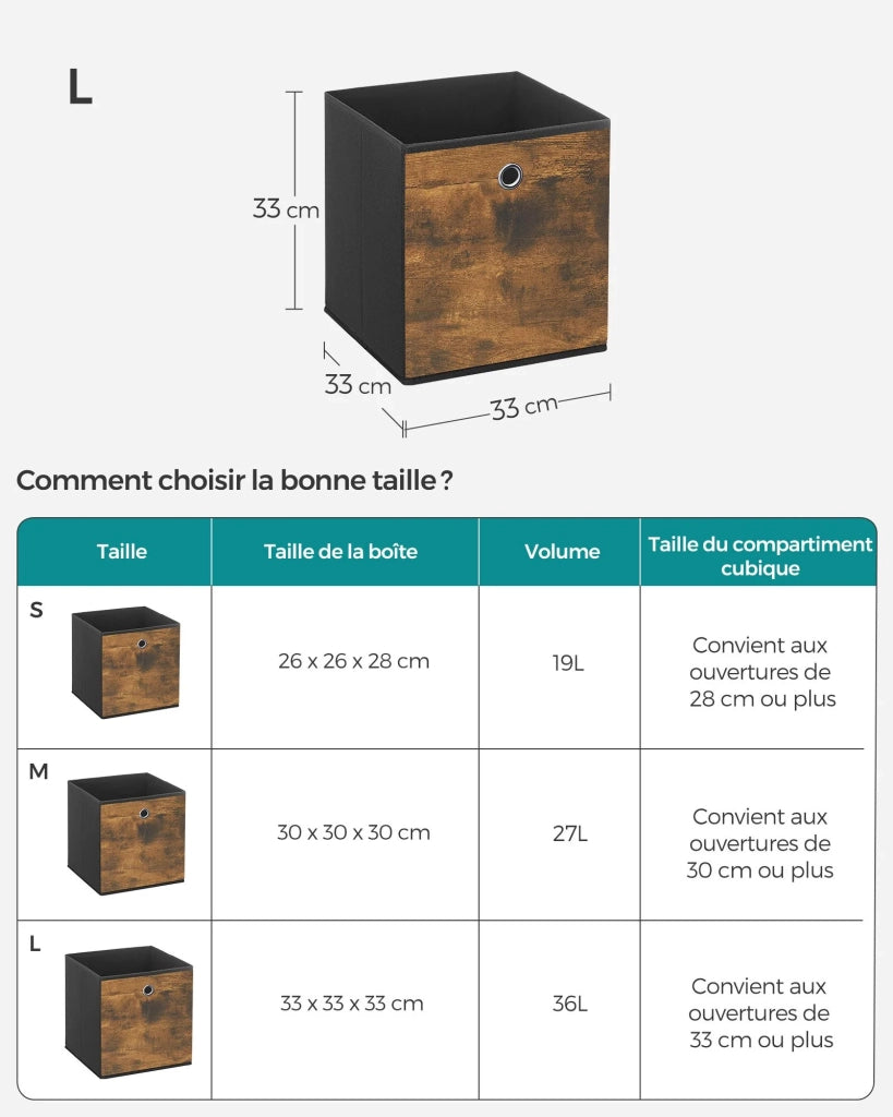 Scatole portaoggetti pieghevoli set da 6 cubi baule cestino organizer per vestiti contenitori per giocattoli tessuto non tessuto tessuto Oxford 30 x 30 x 30 cm marrone 12_0004506