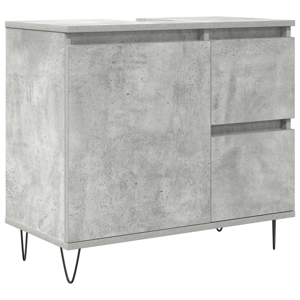 Set Mobili da Bagno 3 pz Grigio Cemento in Legno Multistrato