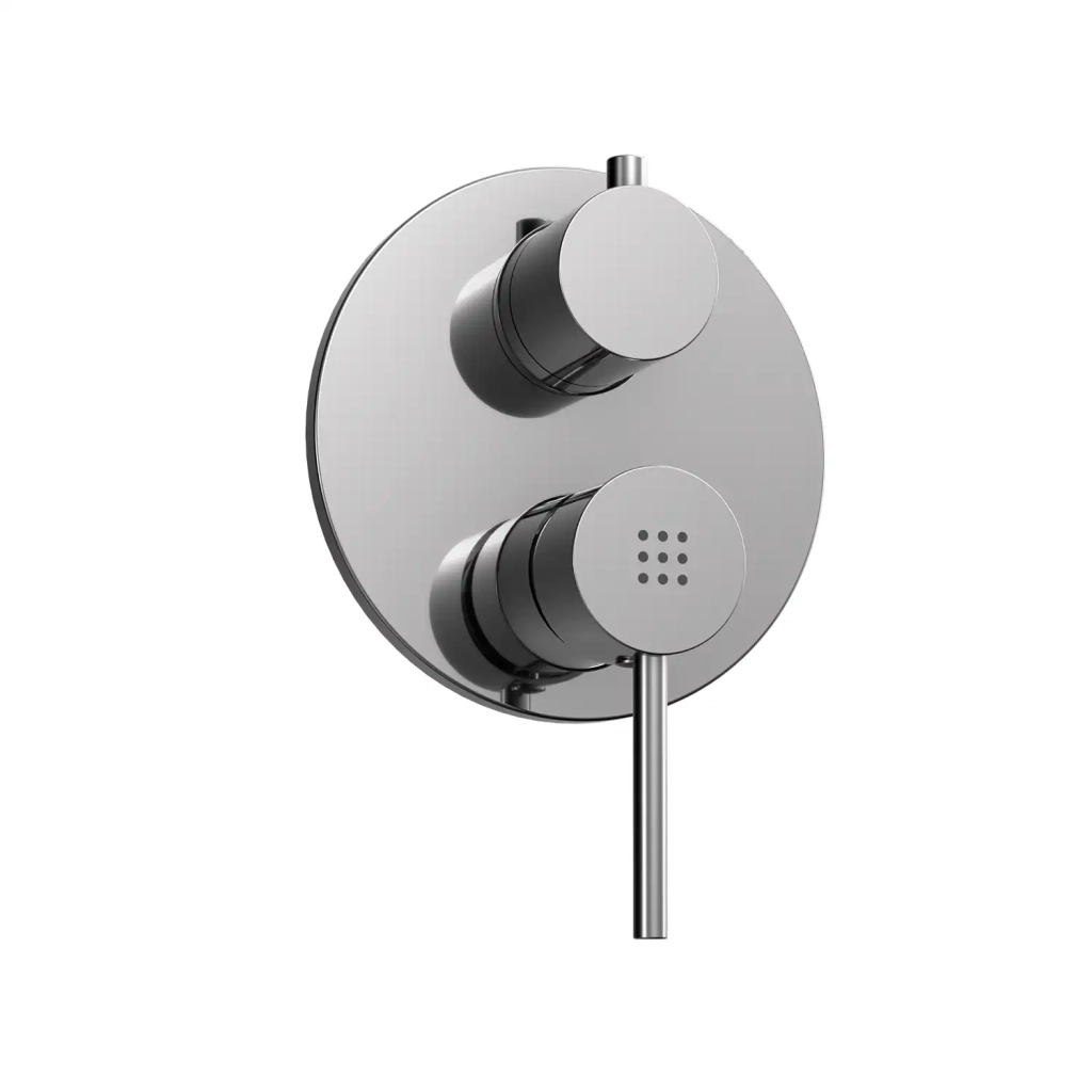 Set doccia completo tondo cromo - Miscelatore, braccio, soffione 30cm e doccino