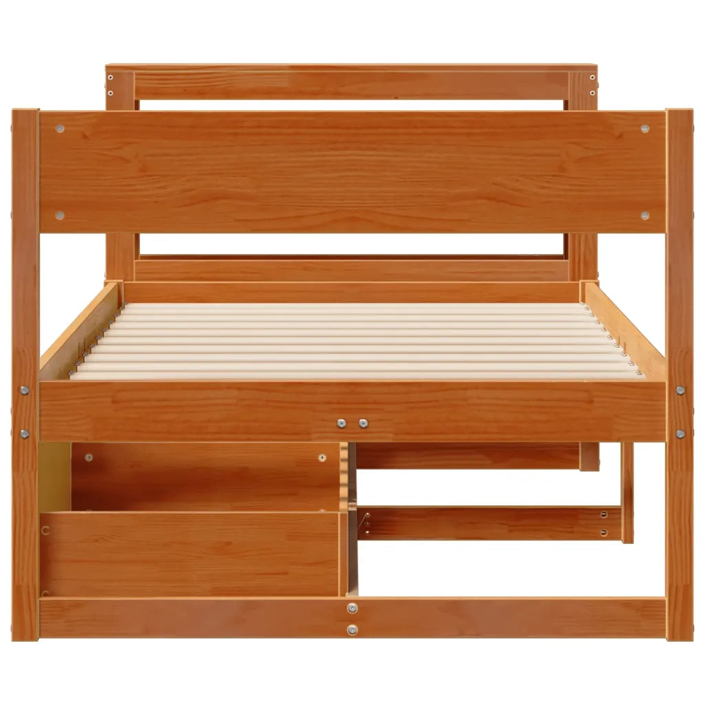 Letto senza Materasso Marrone Cera 100x200 cm in Legno di Pino 3306389