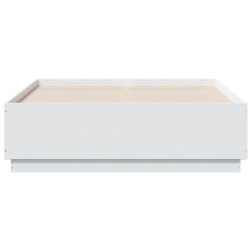 Giroletto con Luci LED-Struttura Letto Bianco 135x190 cm in Legno Multistrato 800979