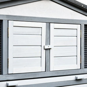 Conigliera da Esterno 225x70x100 cm in Legno Grigio e Bianco