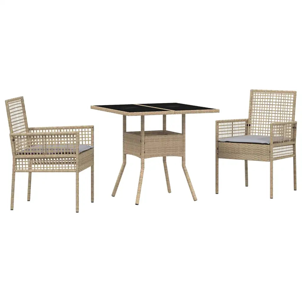 Set da Pranzo per Giardino 3 pcs Beige polyrattan 3334929