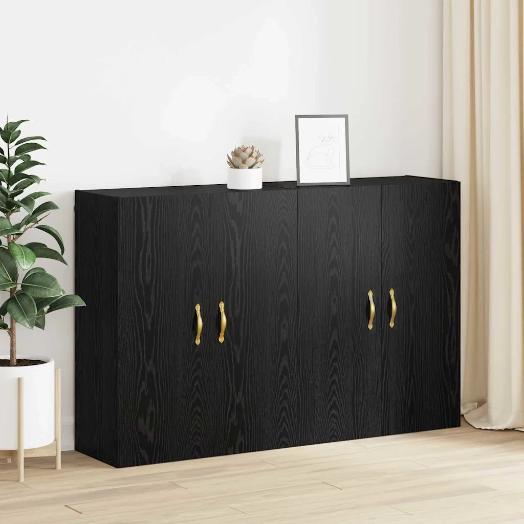 vidaXL Armadi da Muro 2 pcs Rovere nero 69.5 x 34 x 90 cm