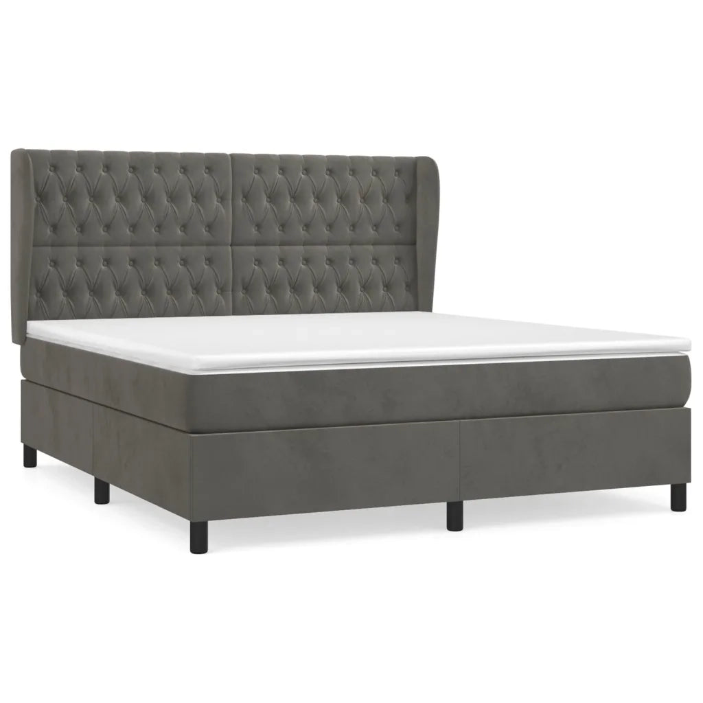 Giroletto a Molle con Materasso Grigio Scuro 180x200 cm Velluto 3129406