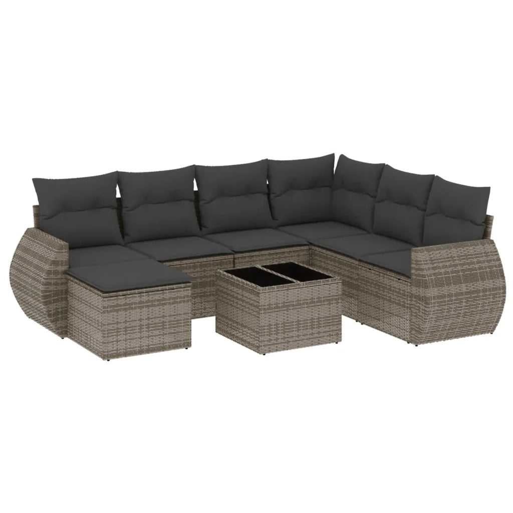 Set Divano da Giardino 8 pz con Cuscini Grigio in Polyrattan 3221709