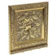 Portachiavi in metallo dorato goffrato 25x22,5x2h