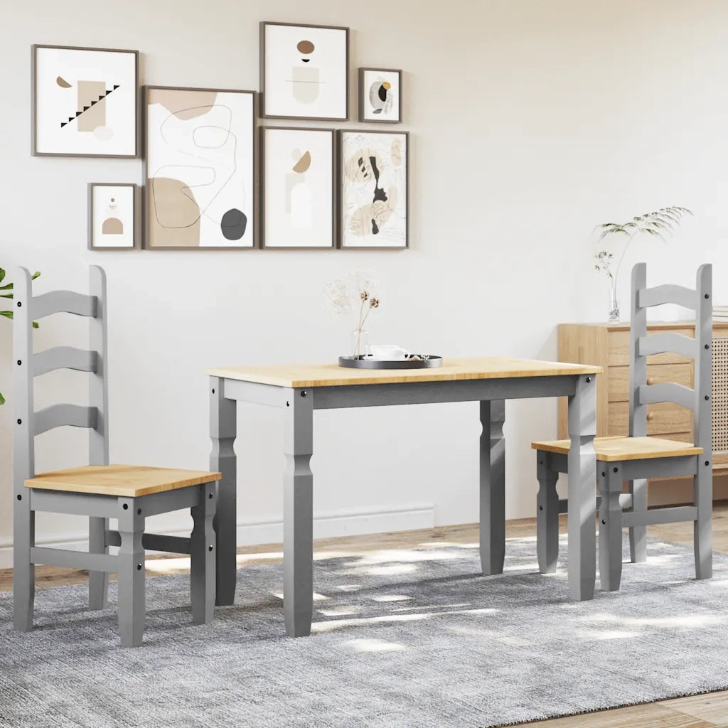 Set da Pranzo 3 pz PANAMA Grigio in Legno Massello di Pino 3345195