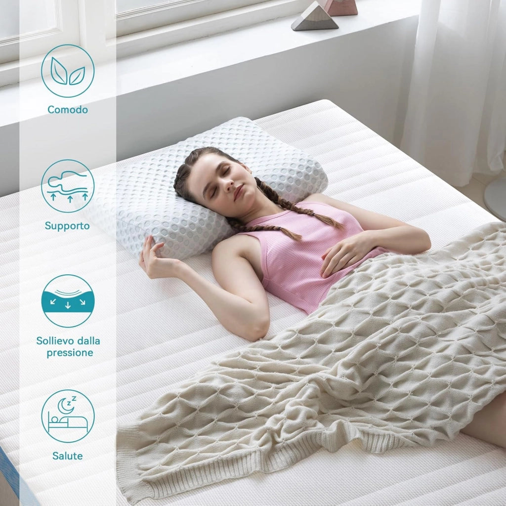 OLYMPIA Topper in Memory Foam MATRIMONIALE 190x160x5cm, Comfort Tessuto Traspirante e Delicato Sulla Pelle con Elastiche Antiscivolo, Sfoderabile e Lavabile Coprimaterasso con Angoli Elastici correttore materasso Oeko-TEX