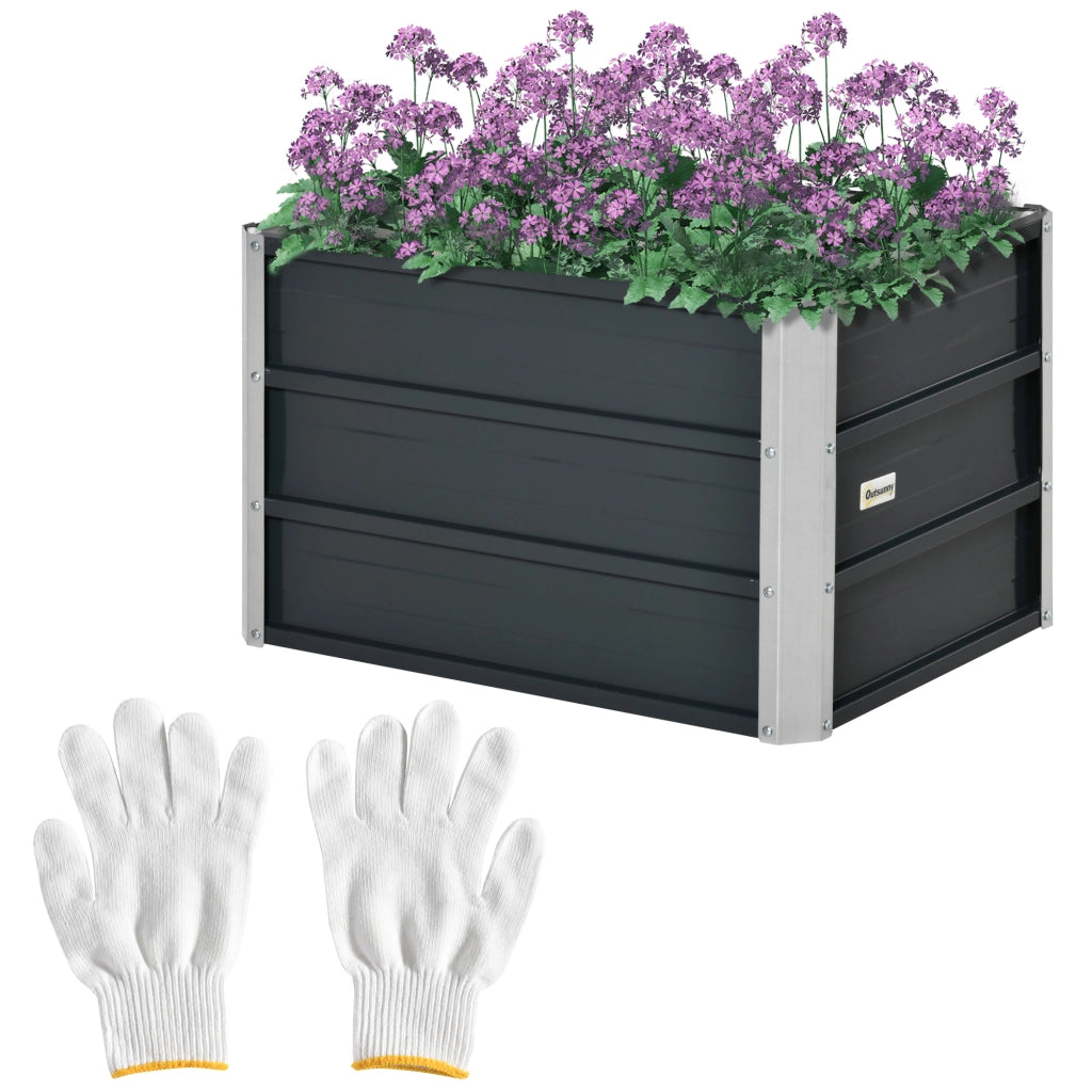 Hochbeet da giardino in acciaio ¨C zephmum ¨C grigio scuro 66x47x40 cm