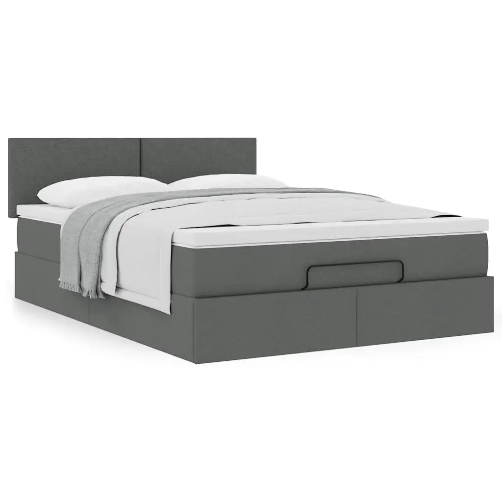 Pouf Letto con Materasso Grigio Scuro 140x190 cm in Tessuto 3311374