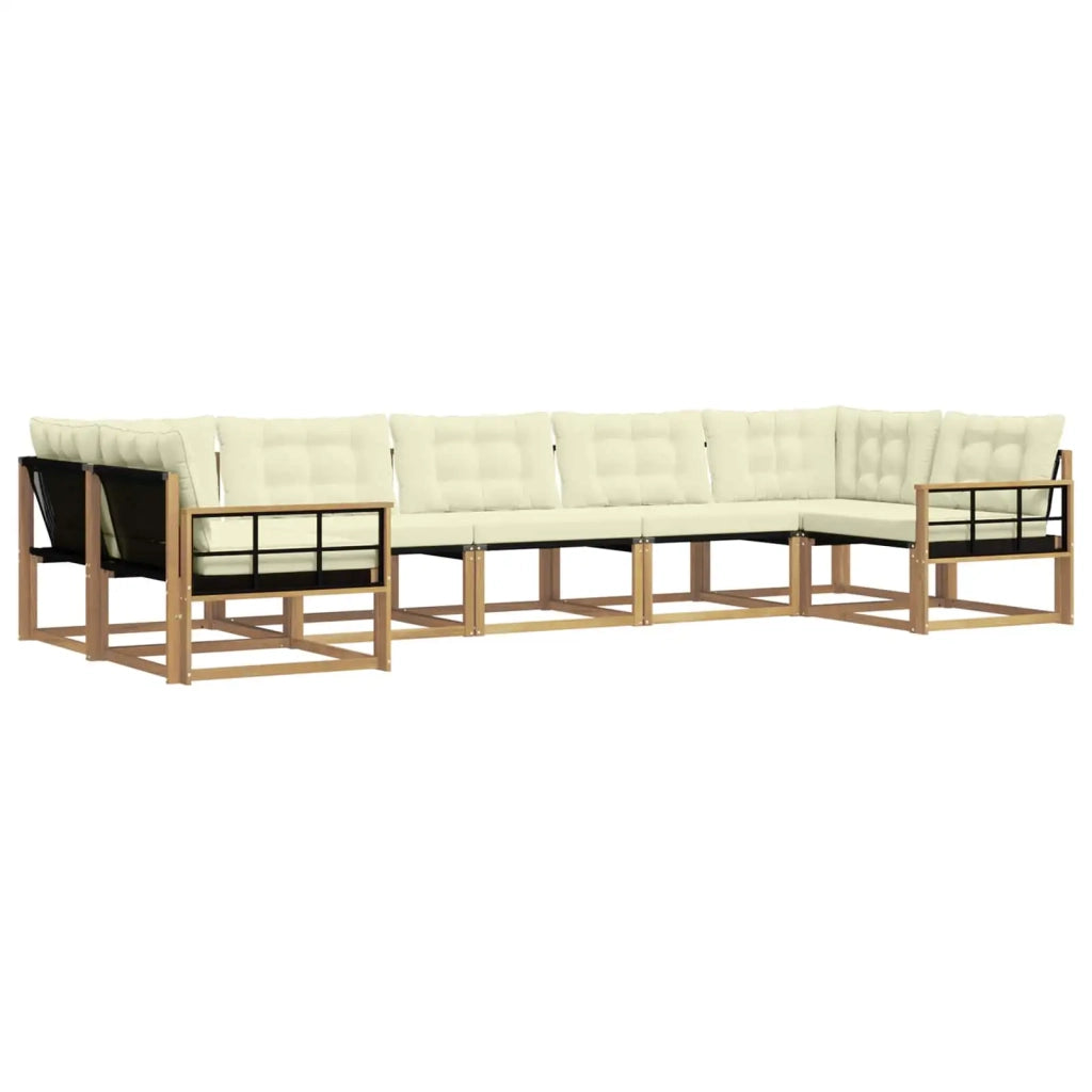 Set di divani da esterno con cuscino 7 pcs Bianco e Crema