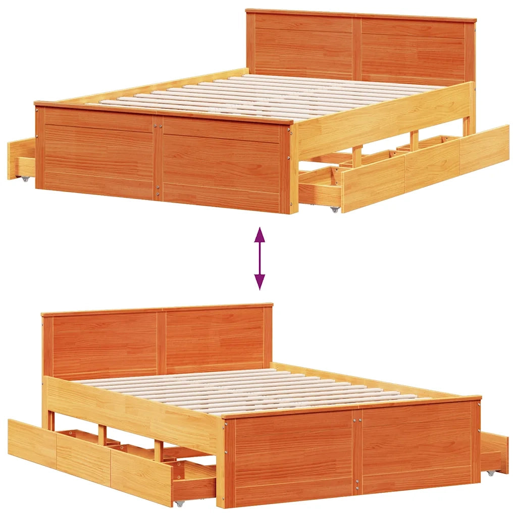 Giroletto senza Materasso con Testata Marrone Cera 140x190 Pino 3308779