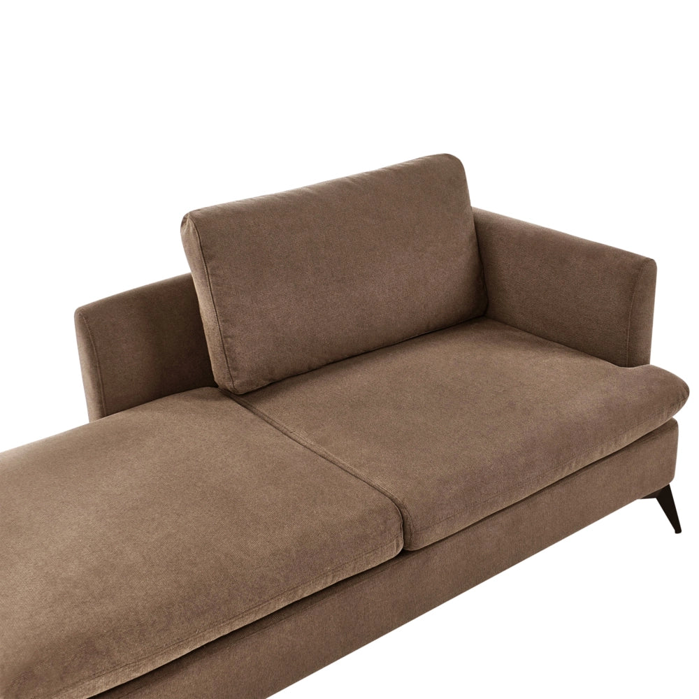 Chaise Lounge Marrone Rivestimento in tessuto poliestere lato destro con cuscino decorativo Gambe in metallo Soggiorno di design moderno