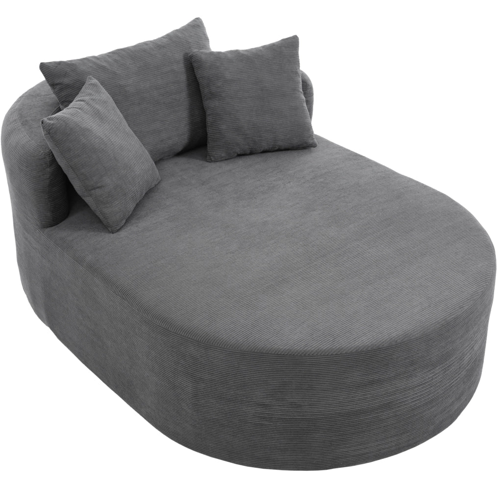 Poltrona relax ovale compatta in tessuto corduroy grigio scuro; 170 x 112;5 x 83 cm