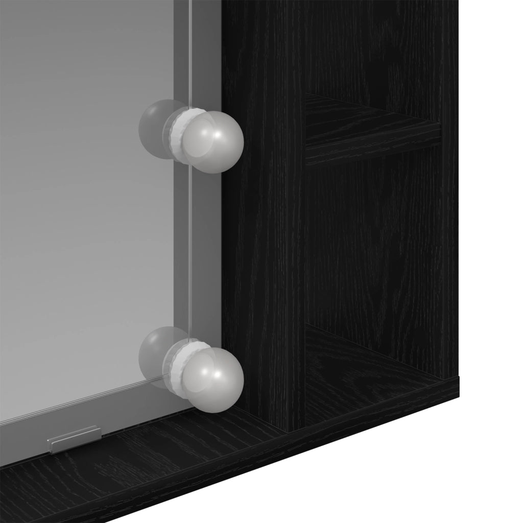Mobile da specchio LED  - Rovere nero - 76x15x55 cm - Realizzato in legno ingegnerizzato