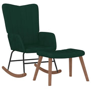 Poltrona a Dondolo con Poggiapiedi Verde Scuro in Vellutocod mxl 72559