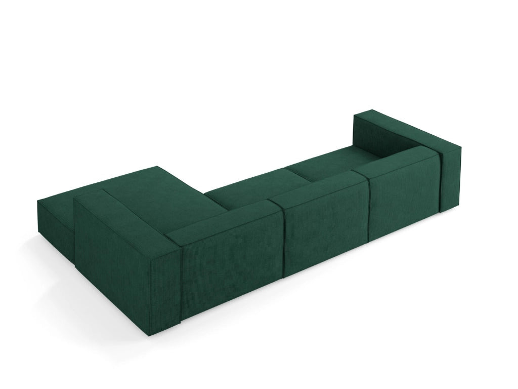 Cosmopolitan Design - Divano angolare destro "Arendal" 4 posti in ciniglia con effetto a coste verde bottiglia 