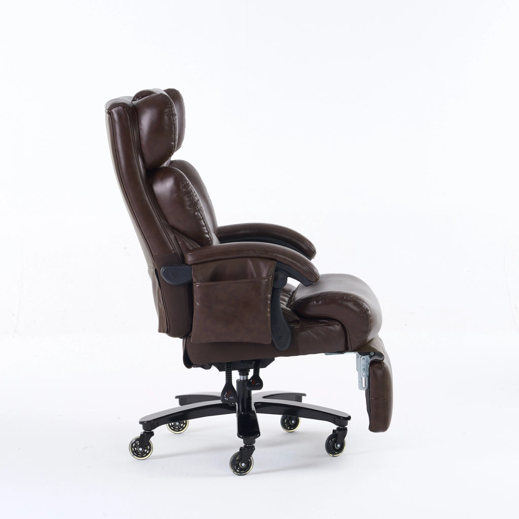 Sedia da Ufficio Ergonomica con Massaggio e Riscaldamento ¨C Xylo ¨C Ecopelle, Poggiapiedi, Marrone