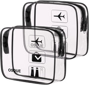 Set di 2 toilettas trasparenti, toilettas in PVC (impermeabili all'acqua), accessori di viaggio, borse da bagno per uomini, donne, bambini e famiglie (nero)