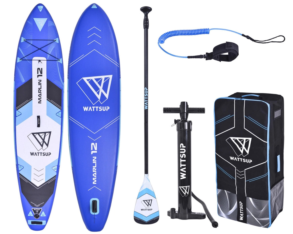 SUP Tavola Gonfiabile 365x84x15 cm con Pagaia Zaino e Accessori Wattsup Marlin Blu