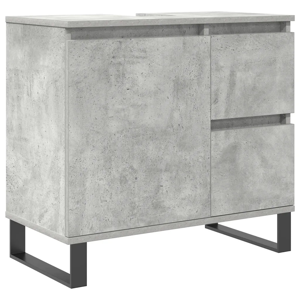 Set Mobili da Bagno 3 pz Grigio Cemento in Legno Multistrato 3324957