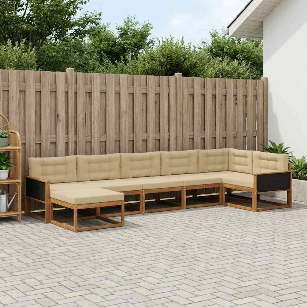 Set di divani da esterno 7 pz Naturale e Beige 3382736