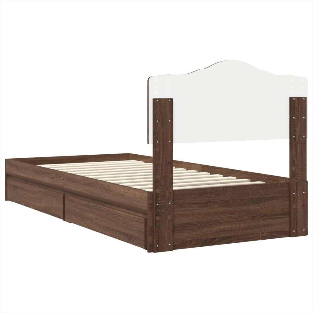 Letto con Contenitore con testiera Rovere Marrone 70 x 190 cm