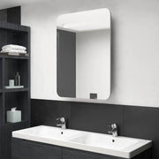 Armadietto Bagno con Specchio e LED-Mobile bagno con specchio Grigio Cemento 60x11x80 cm