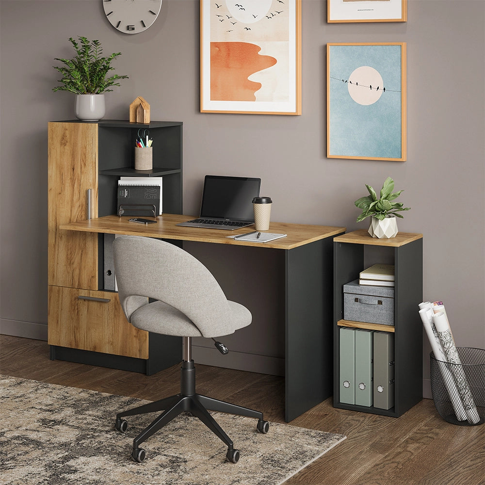 Set scrivania Tomy Antracite/Rovere dorato 150 x 59 cm Set di 2 Vicco
