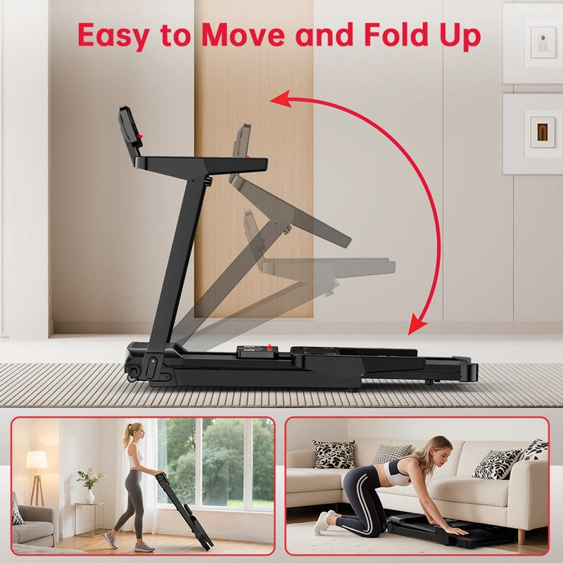 TAPIS ROULANT ELETTRICO COMPATTO PIEGHEVOLE PER LA CASA CON DISPLAY LED E DUE PORTABICCHIERI