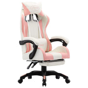 Sedia girevole da ufficio sedia da computer sedia da gioco con poggiapiedi rosa e similpelle rosa 02_0024224