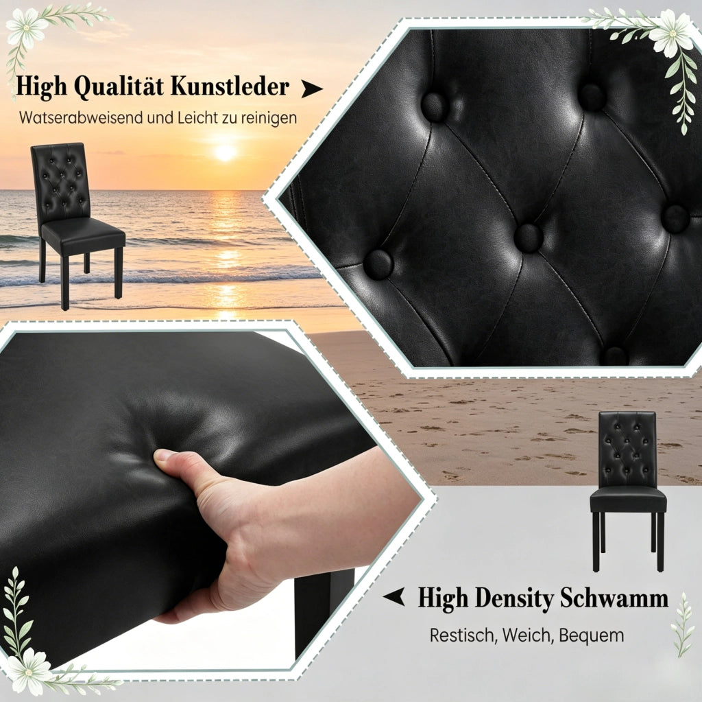Sedia da pranzo nera 49 x 99 x 42 cm in similpelle e legno, set da 2