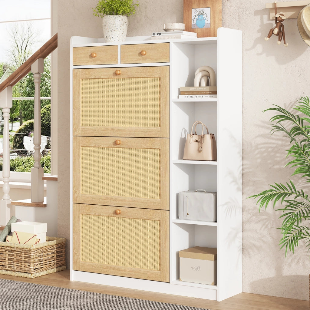 Scarpiera slim con ante e cassetti ¨C Minimal ¨C Rovere, 90x24x130 cm