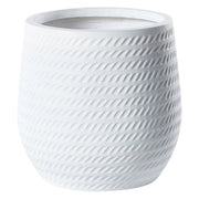 Vaso rotondo per piante in fibra di argilla con motivo in rilievo bianco sporco ⌀ 27 cm giardino terrazzo