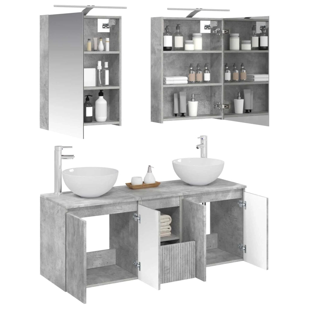 Set di Armadi da Bagno 5 pcs Grigio Cemento 50 x 14,5 x 70 cm 3406354
