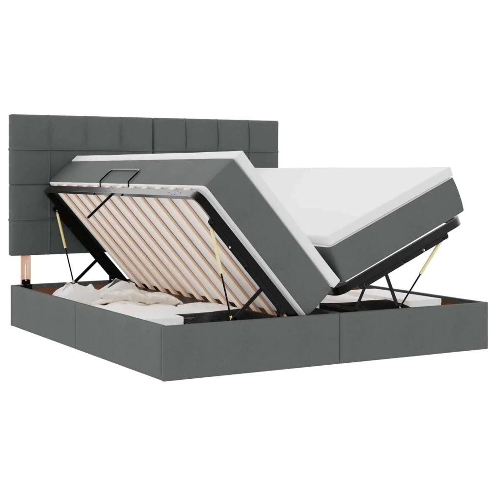 Letto con Contenitore Grigio scuro 200 x 200 cm Pelle Sintetica 3372204