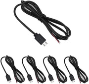 Set di 5 cavi micro-USB di allungamento a 2 conduttori con filo bianco 22 AWG, adatti per saldatura e connessione semplice con estremità aperte