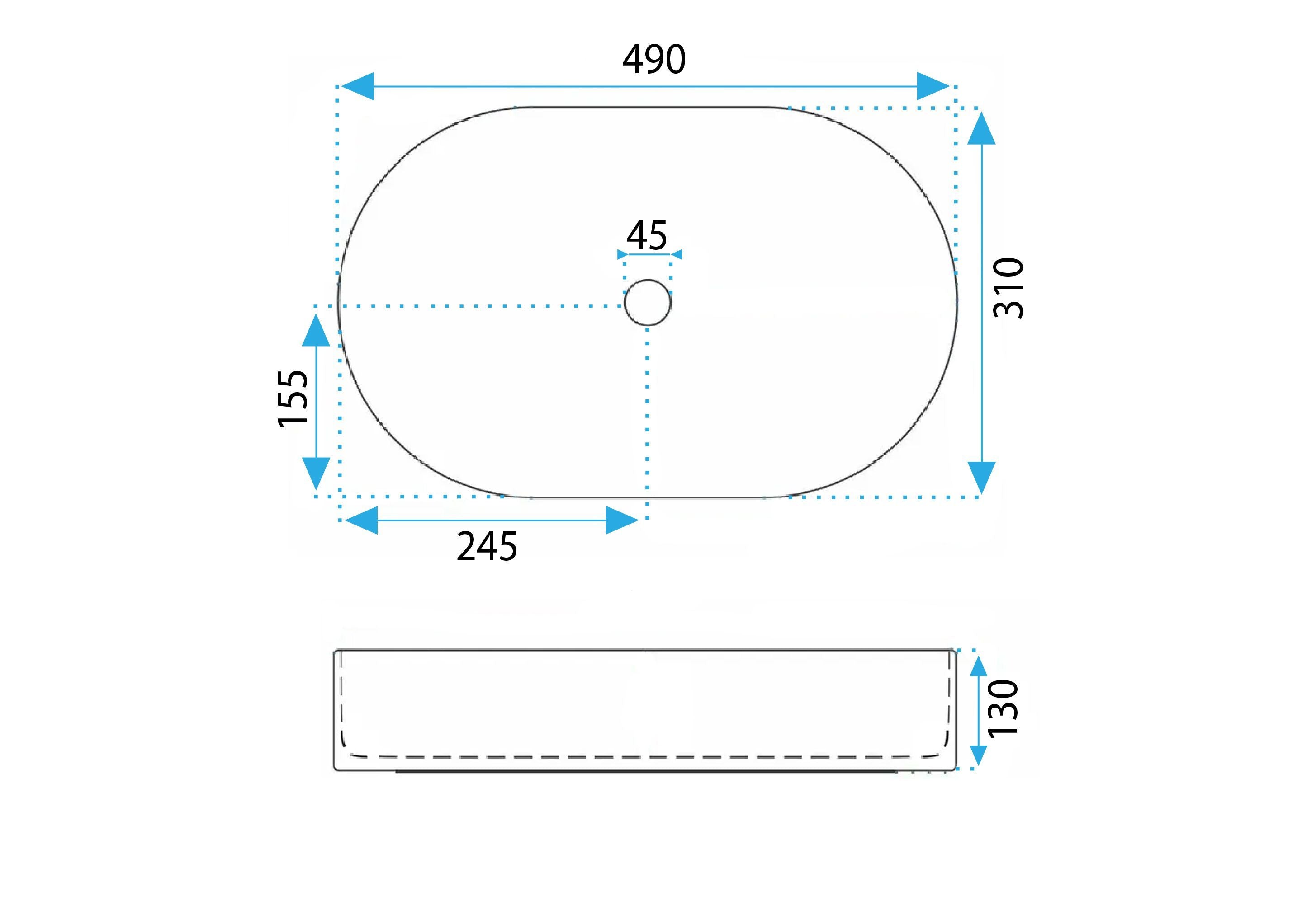 Lavabo Da Appoggio Rea Vanda Baby Blue Matt