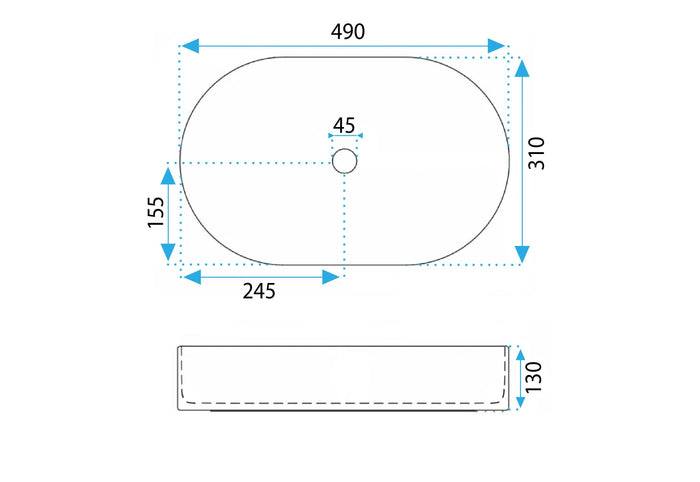 Lavabo Da Appoggio Rea Vanda Baby Blue Matt