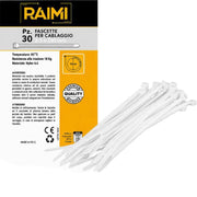 EcoPrice Fascette Cablaggio 2.5x200mm 30pz Bianco RM-FC2520B