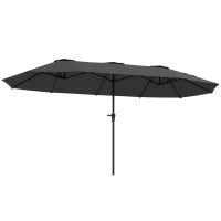 Ombrellone Doppio con Prese d'Aria e Manovella, in Metallo e Poliestere, 4x2.2x2.34 m, Nero e Grigio Scuro