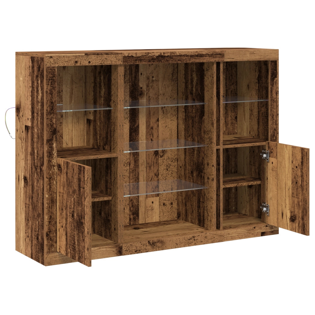 Credenza con luci LED Legno Vecchio 143 x 37 x 100 cm Legno ingegnerizzato