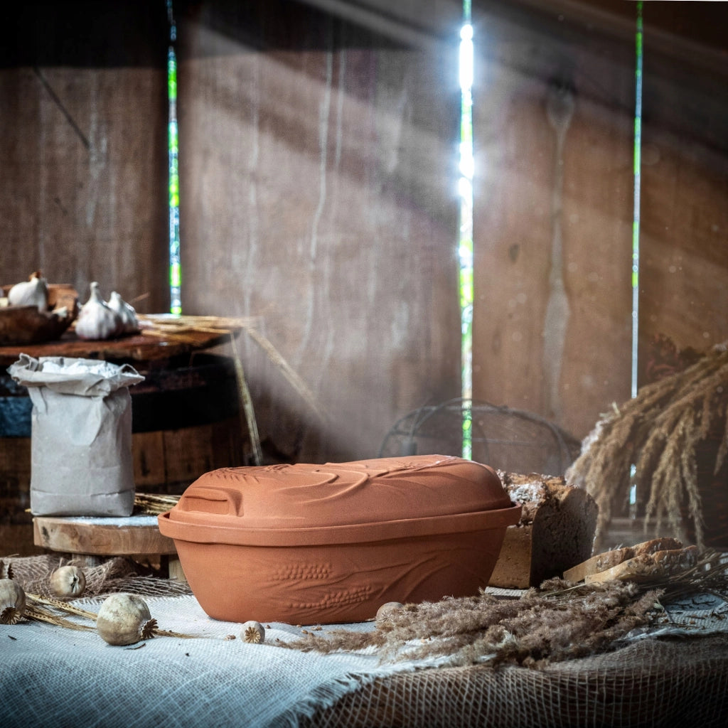 Vaso in terracotta KADAX Roman Clay Pot 4.5L, forma ovale grande con coperchio.