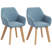 Set 2 Sedie da Pranzo Imbottite ¨C zephmum ¨C Tessuto Velluto, Legno, Blu